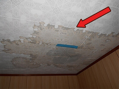天井の雨もりが原因のシミ